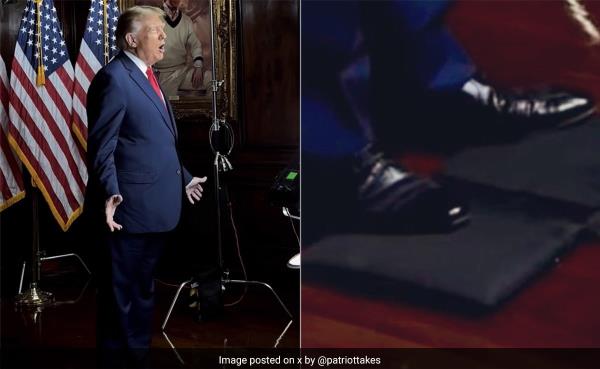 唐纳德·特朗普戴“脚垫”的照片在社交媒体上引发热议